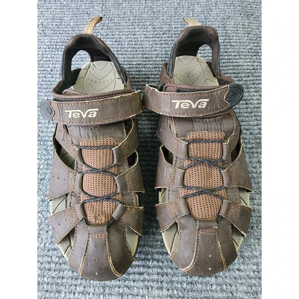 Teva Shoc Pad Footbed Men's Size 9 Brown Hiking Water Sandals Shoe Fisherman